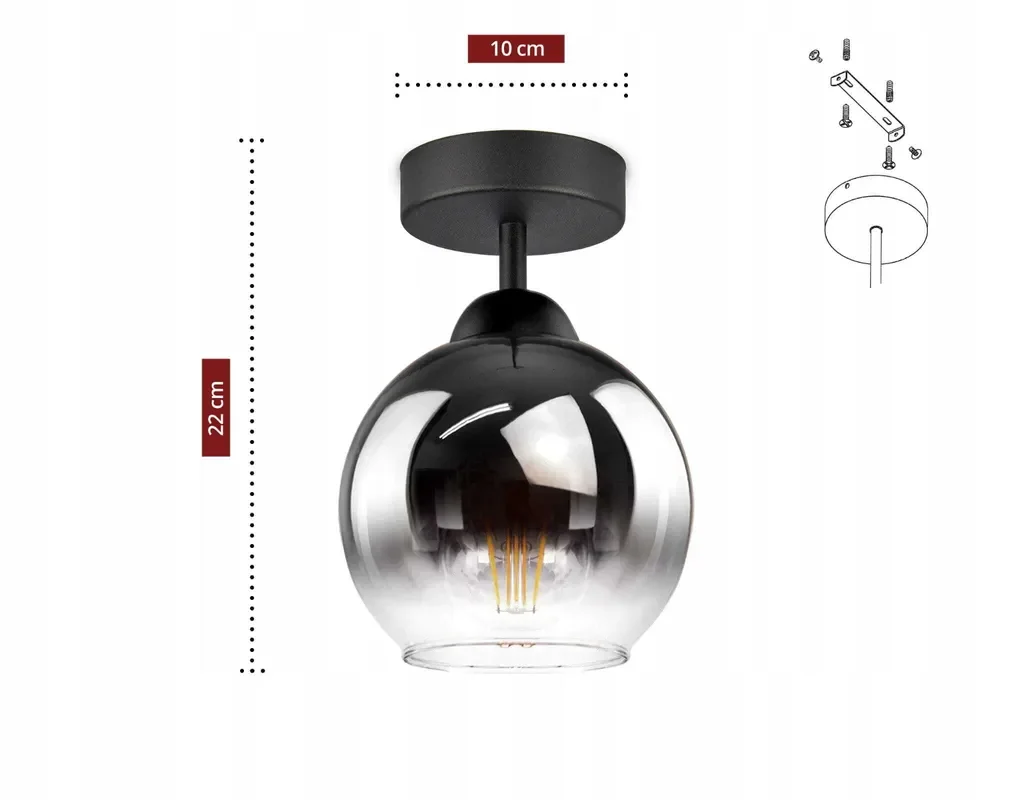 Luxolar Deckenleuchte mit Glasschirm graphit-transparent E27 60W
