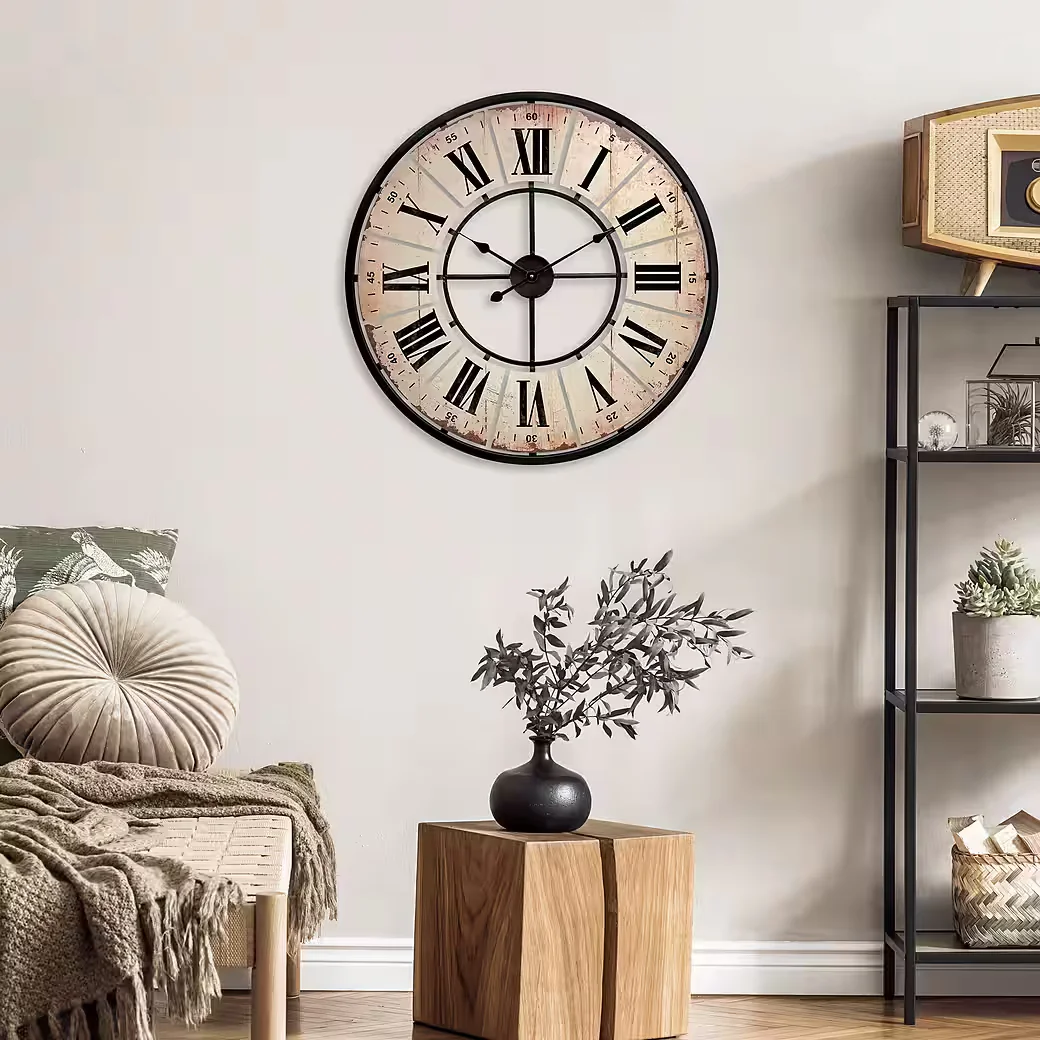K&L WALL ART XXL Wanduhr Vintage Metalluhr für Wohnzimmer Küche