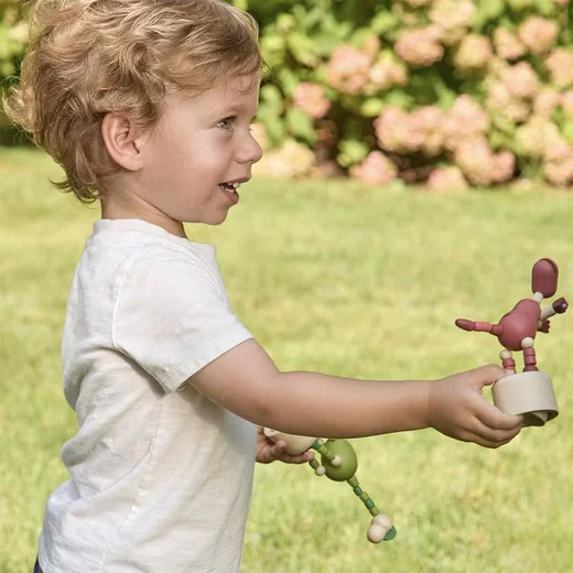 SUEBIDOU Montessori Motorikspielzeug Holz Daumen-Wakouwa Dinos