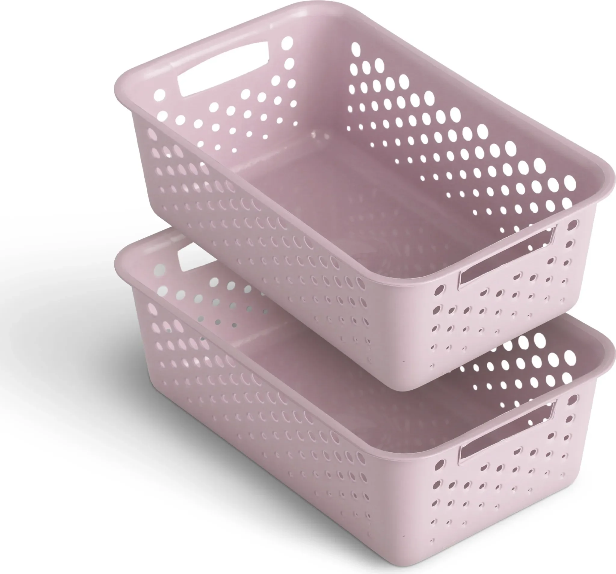 Aufbewahrungskorb 2 L mit Griffen – 2er-Set, rosa, ca. 25 × 16 × 8 cm