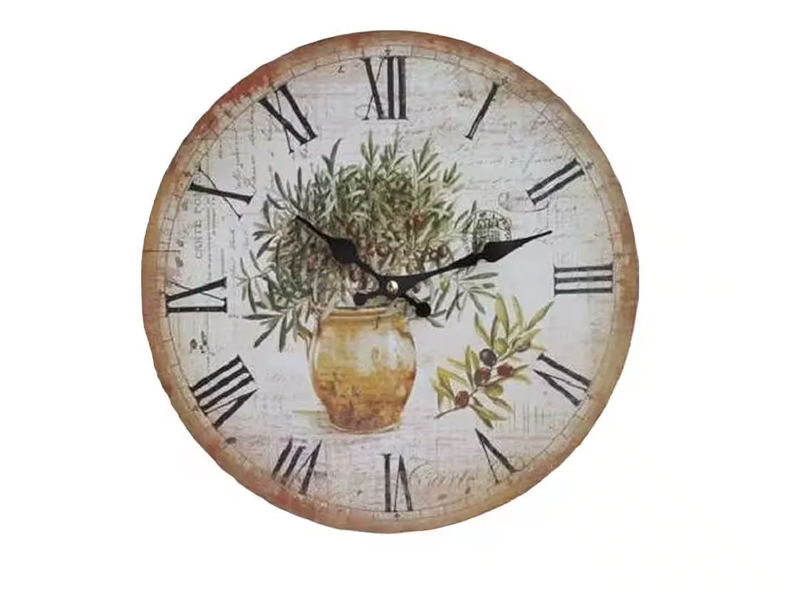 AMBIENTE HAUS Wanduhr 28 cm mit Olivendekor im Landhausstil