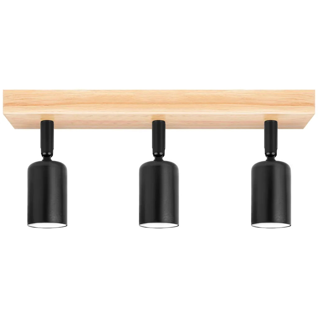 MasterLED Deckenstrahler 3-flammig E27 schwenkbar Schwarz Holz