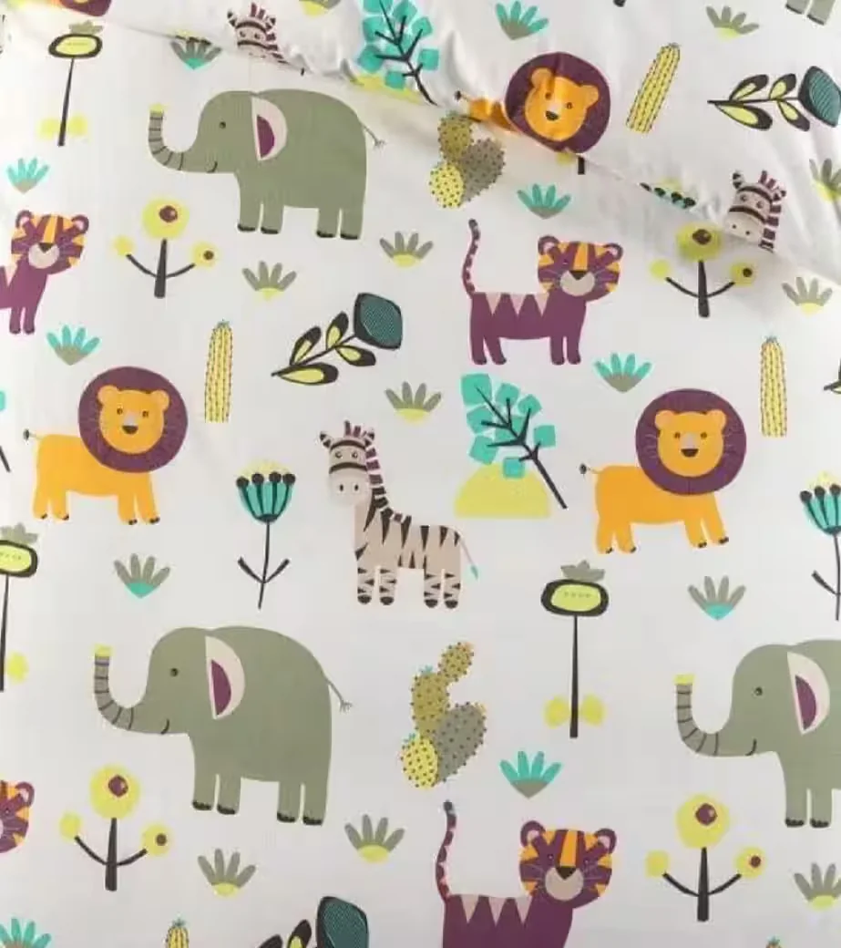SOMA Kinderbettwäsche Safari Tiere Set 135x200 und 80x80 cm