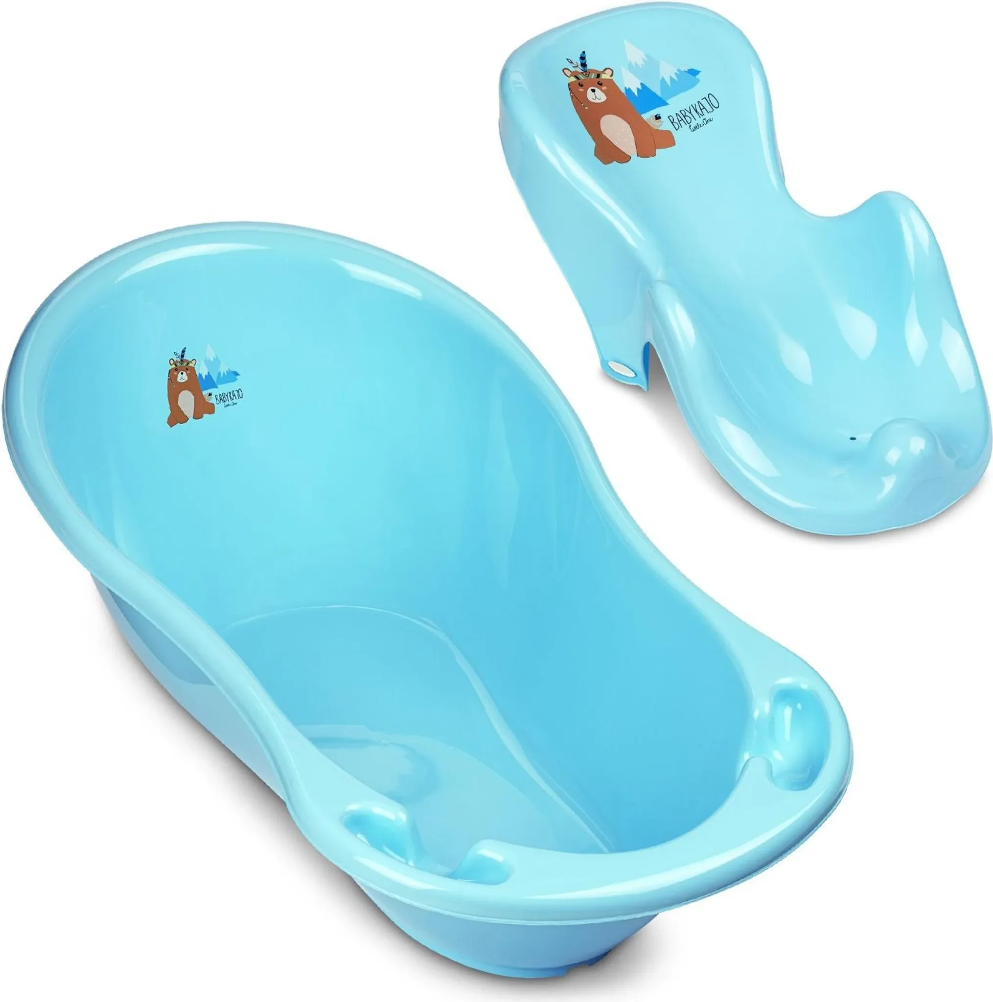 BABYKAJO Baby Badewanne Set mit Badewannensitz 0–24 M Anti-Rutsch