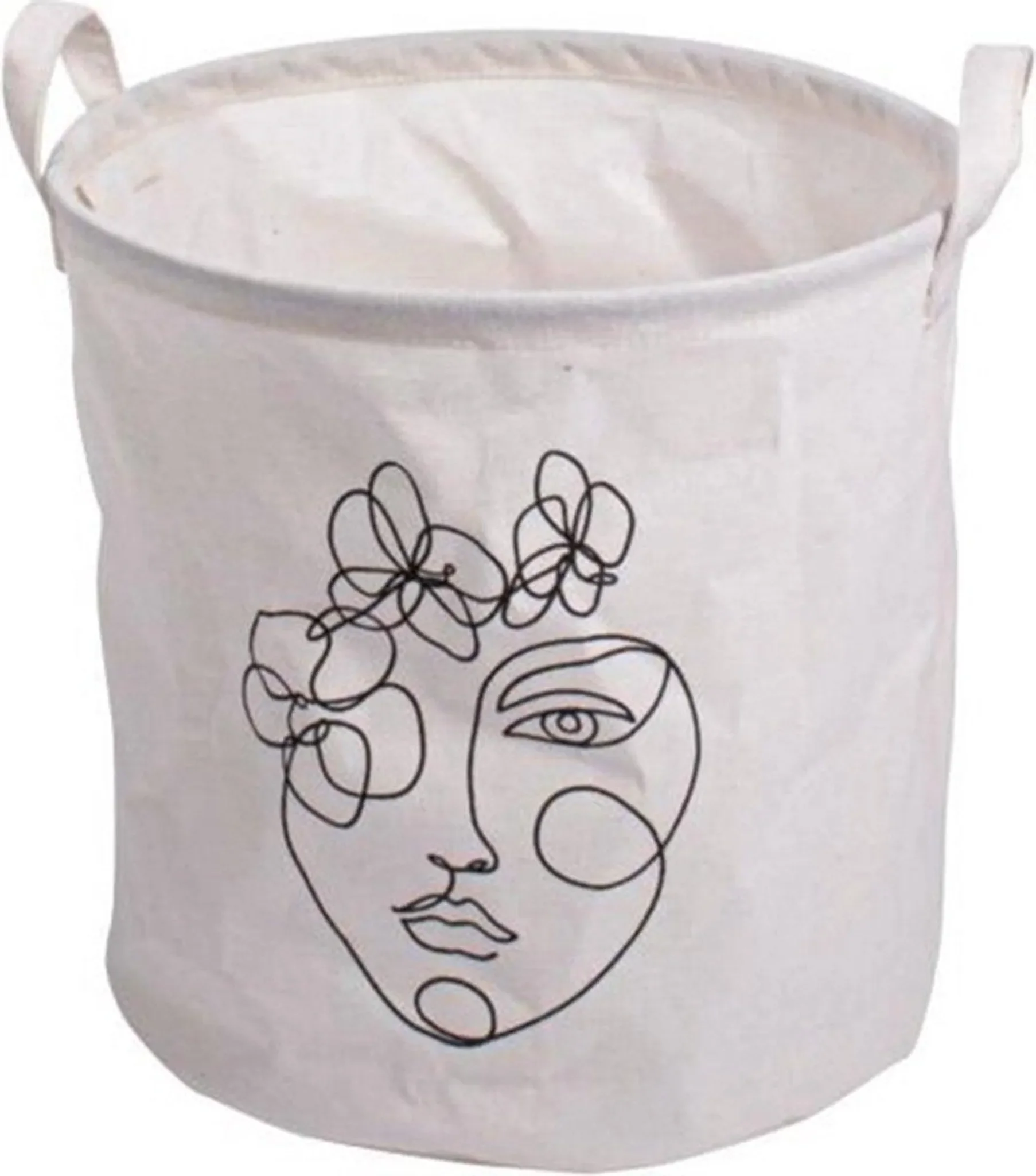 Aufbewahrungskorb mit Druck GUSTA – rund, weiß, ca. 30 × 30 cm