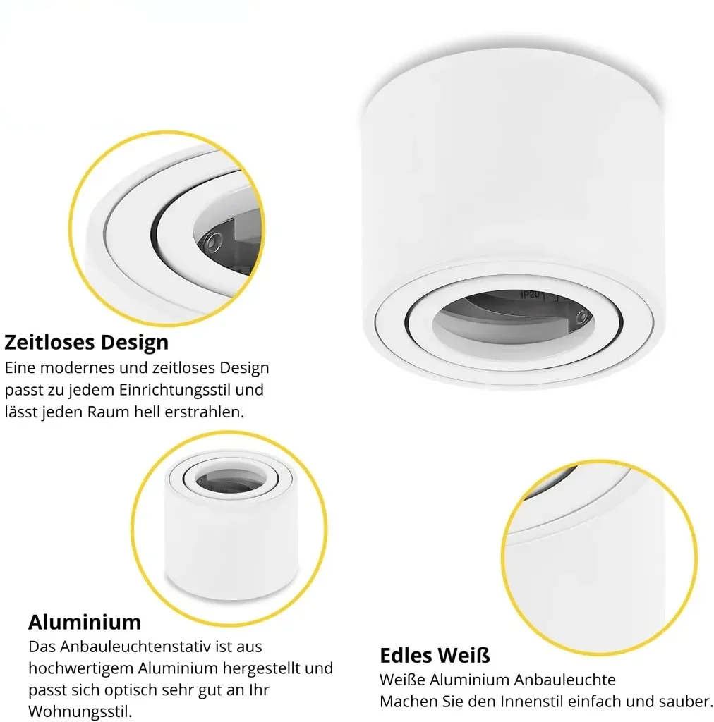 Sweet Led LED Aufbaustrahler rund flach weiß Aluminium Deckenleuchte