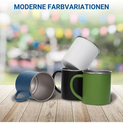 ELASTO ADVENTURA Edelstahl Camping Becher 340 ml BPA frei mit Henkel