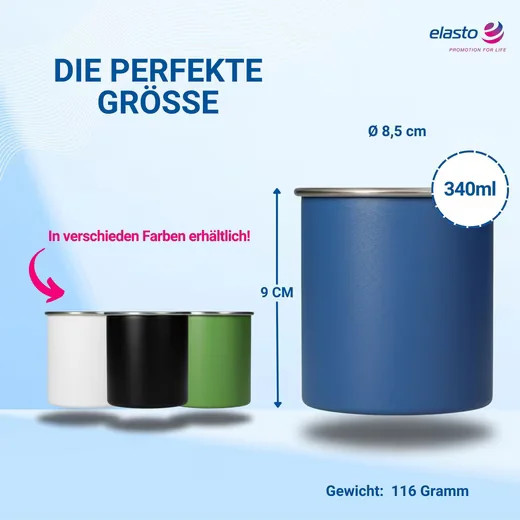 ELASTO ADVENTURA Edelstahl Camping Becher 340 ml BPA frei mit Henkel