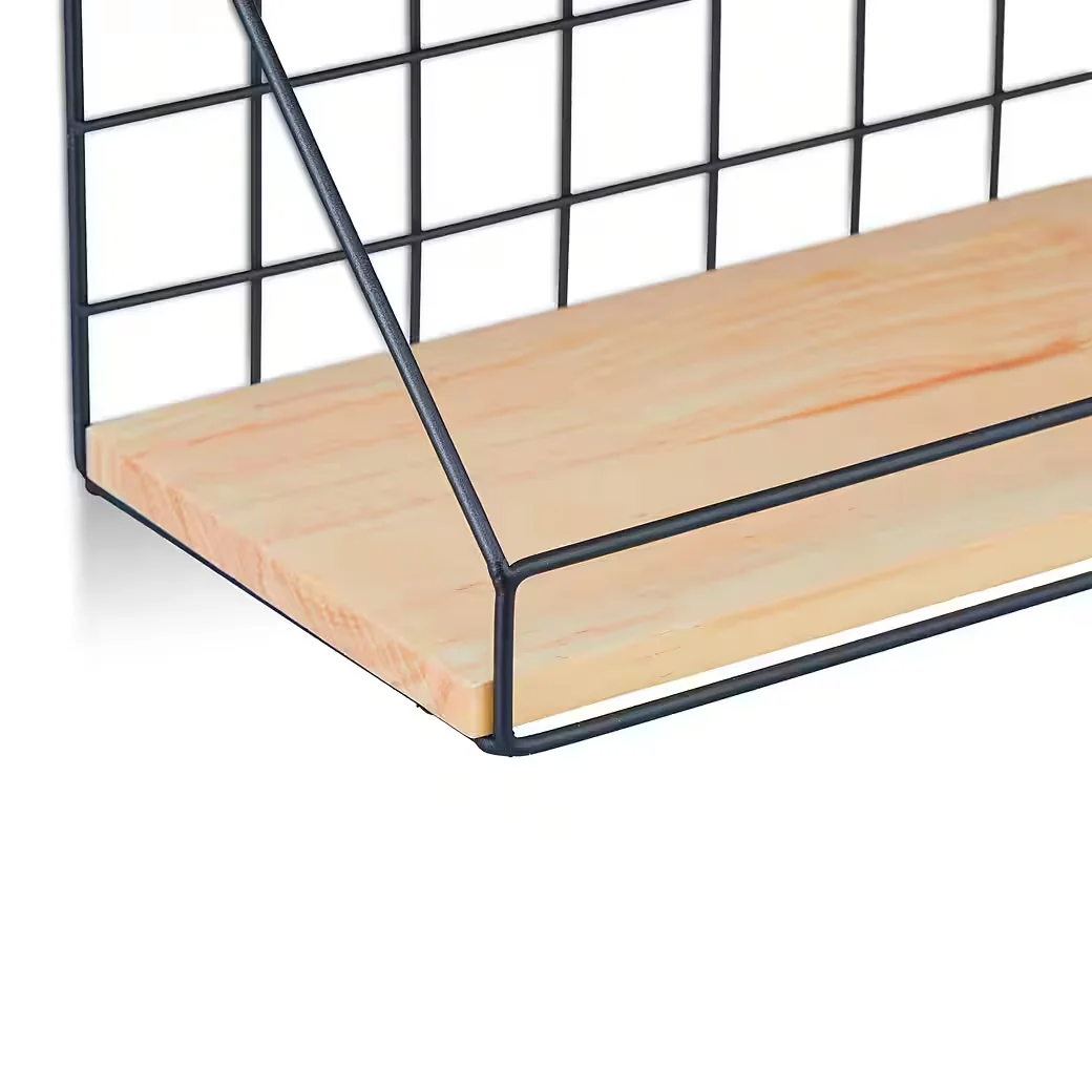 Relaxdays Wandregal Industrial aus Metall und Holz Hängeregal