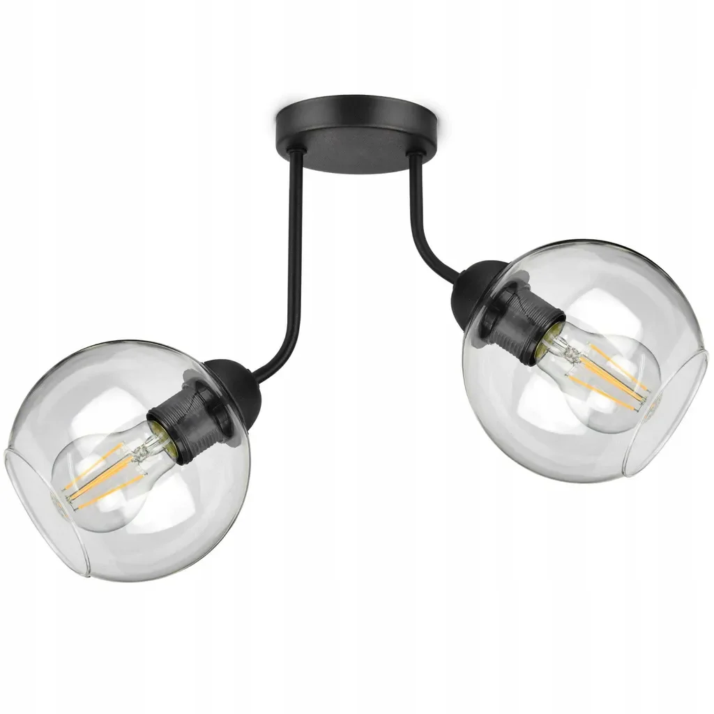 Luxolar Deckenleuchte 2-flammig LED E27 Schwarz Transparentes Glas