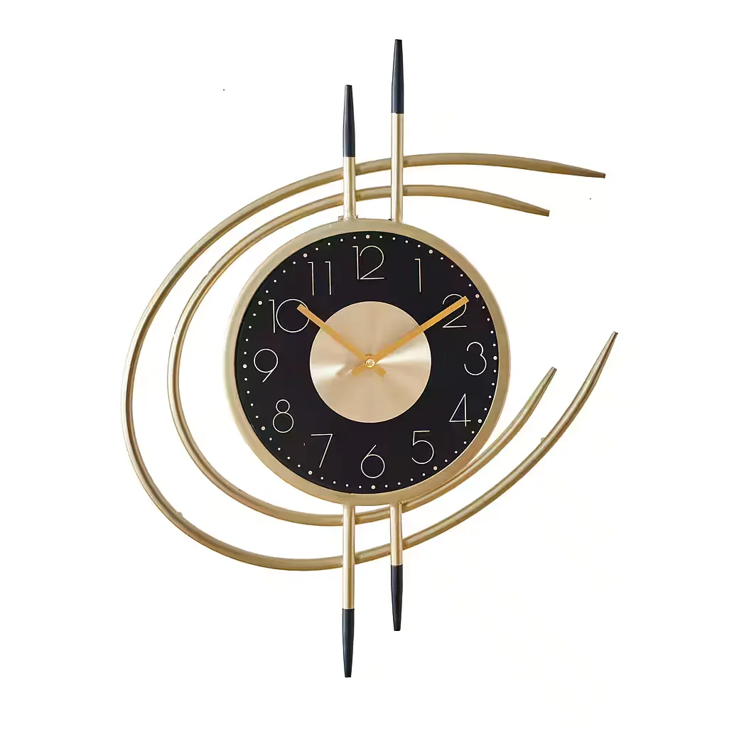 K&L WALL ART Wanduhr Aluminium Goldoptik ohne Ticken modern Designer