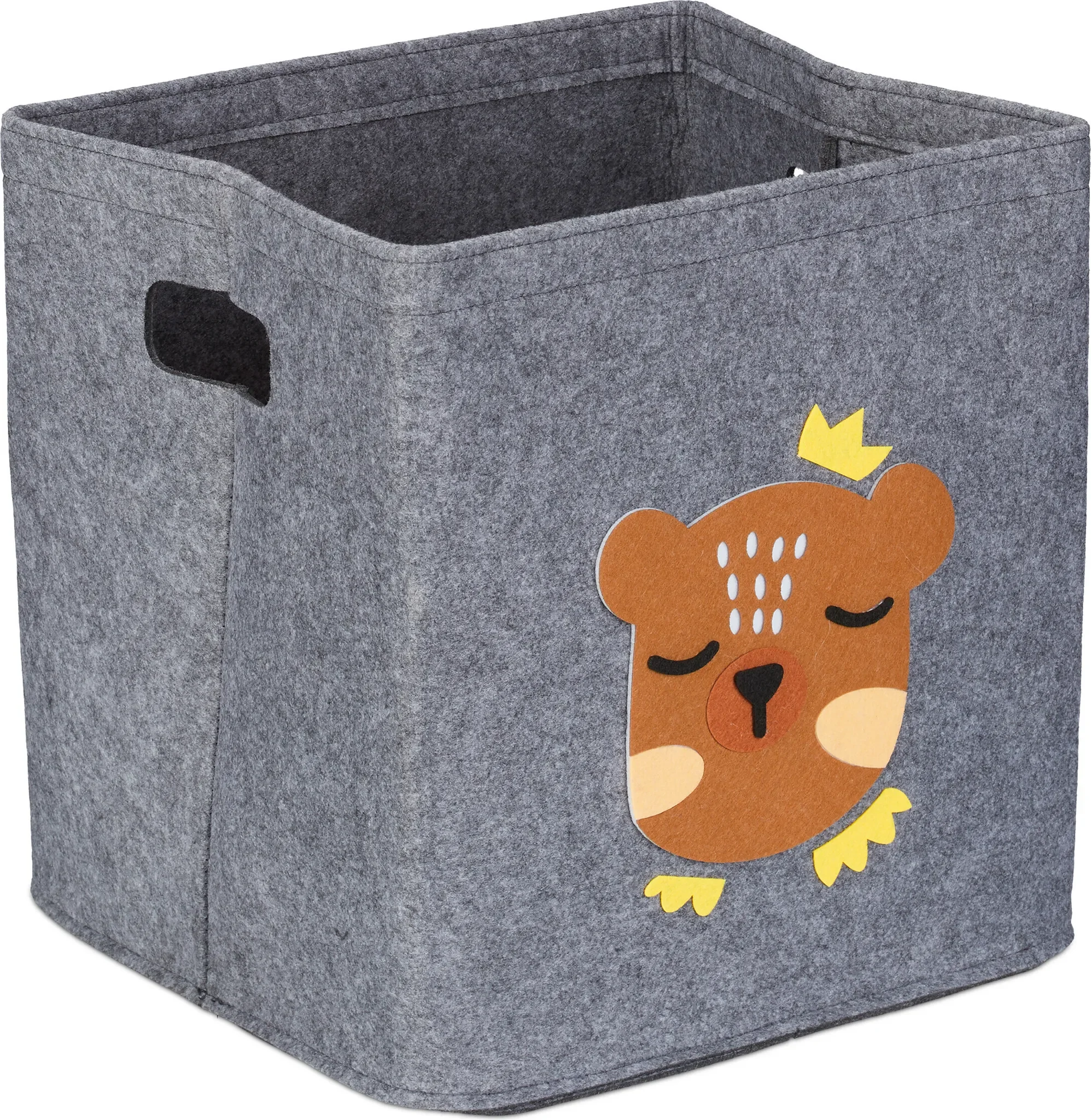 Aufbewahrungsbox für Kinder – Filzkorb im Tierdesign, grau, ca. 33 × 33 × 33 cm