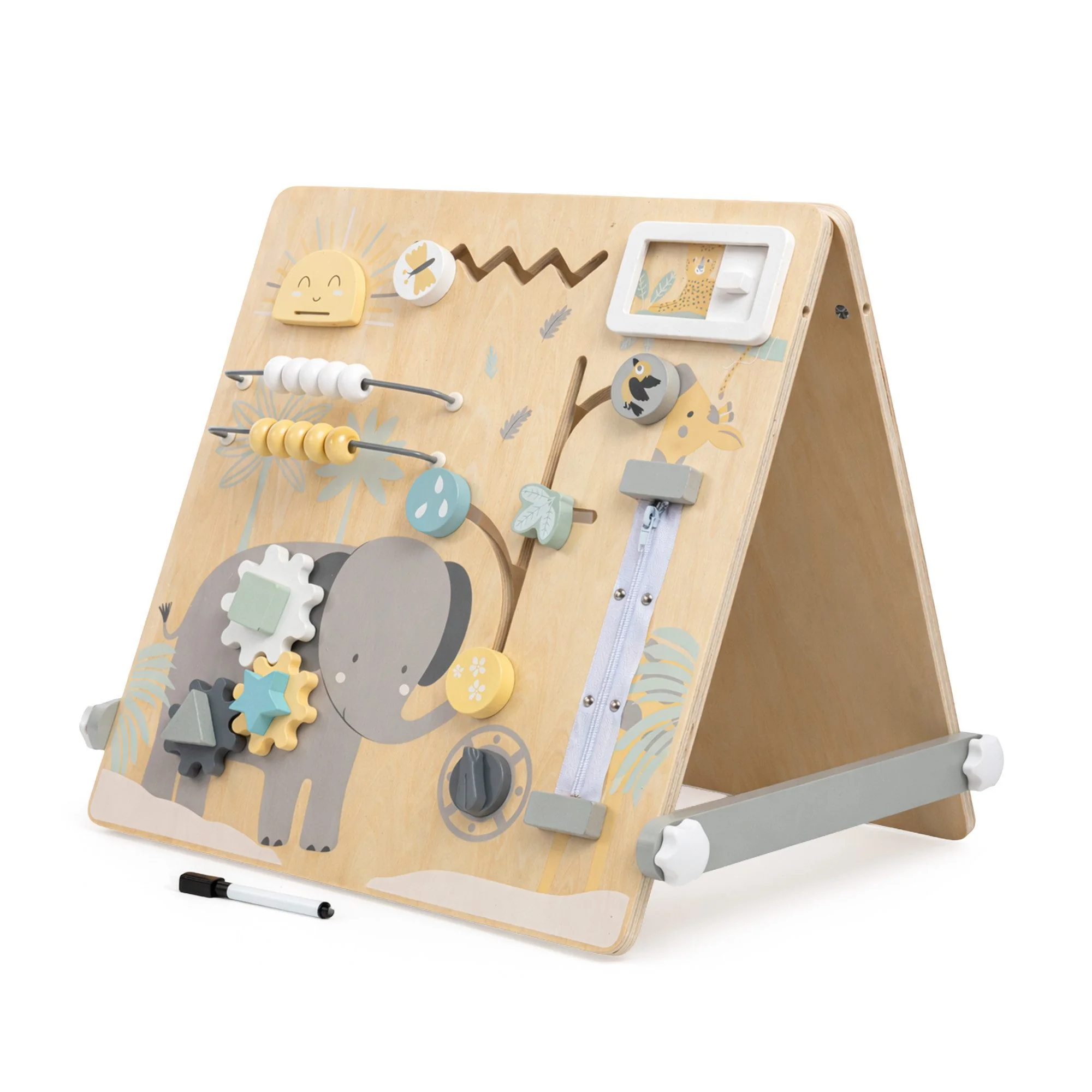 MAMABRUM Kinderstaffelei 2in1 Magnettafel Lernboard Busy Board Holz