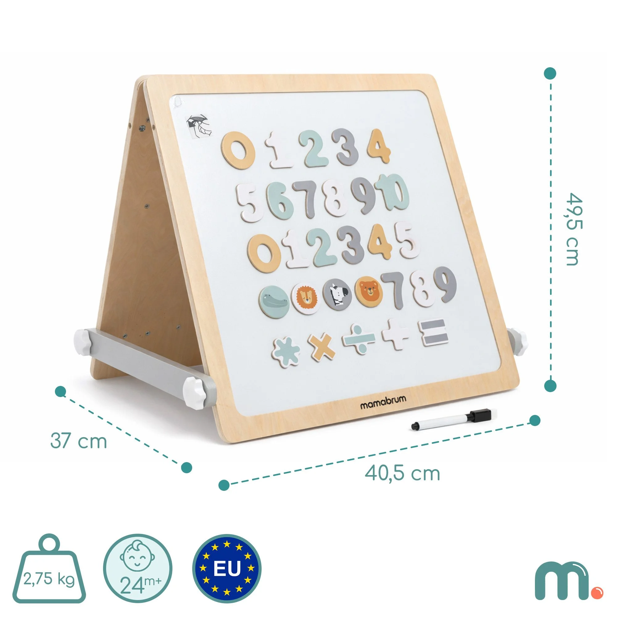 MAMABRUM Kinderstaffelei 2in1 Magnettafel Lernboard Busy Board Holz