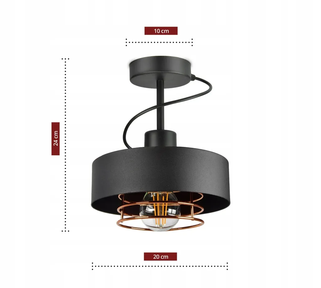 Luxolar Deckenleuchte mattschwarz E27 60W Loft für Wohnzimmer Küche