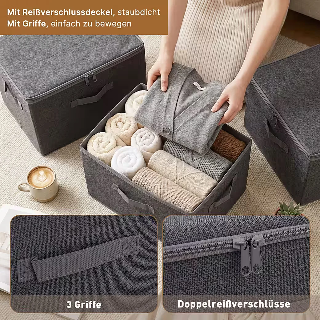 SEKEY Faltbare Aufbewahrungsbox mit Deckel aus Vliesstoff