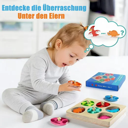 ZAEWRY Montessori Spielzeug Dinosaurier-Eier Steckpuzzle Formensortierer