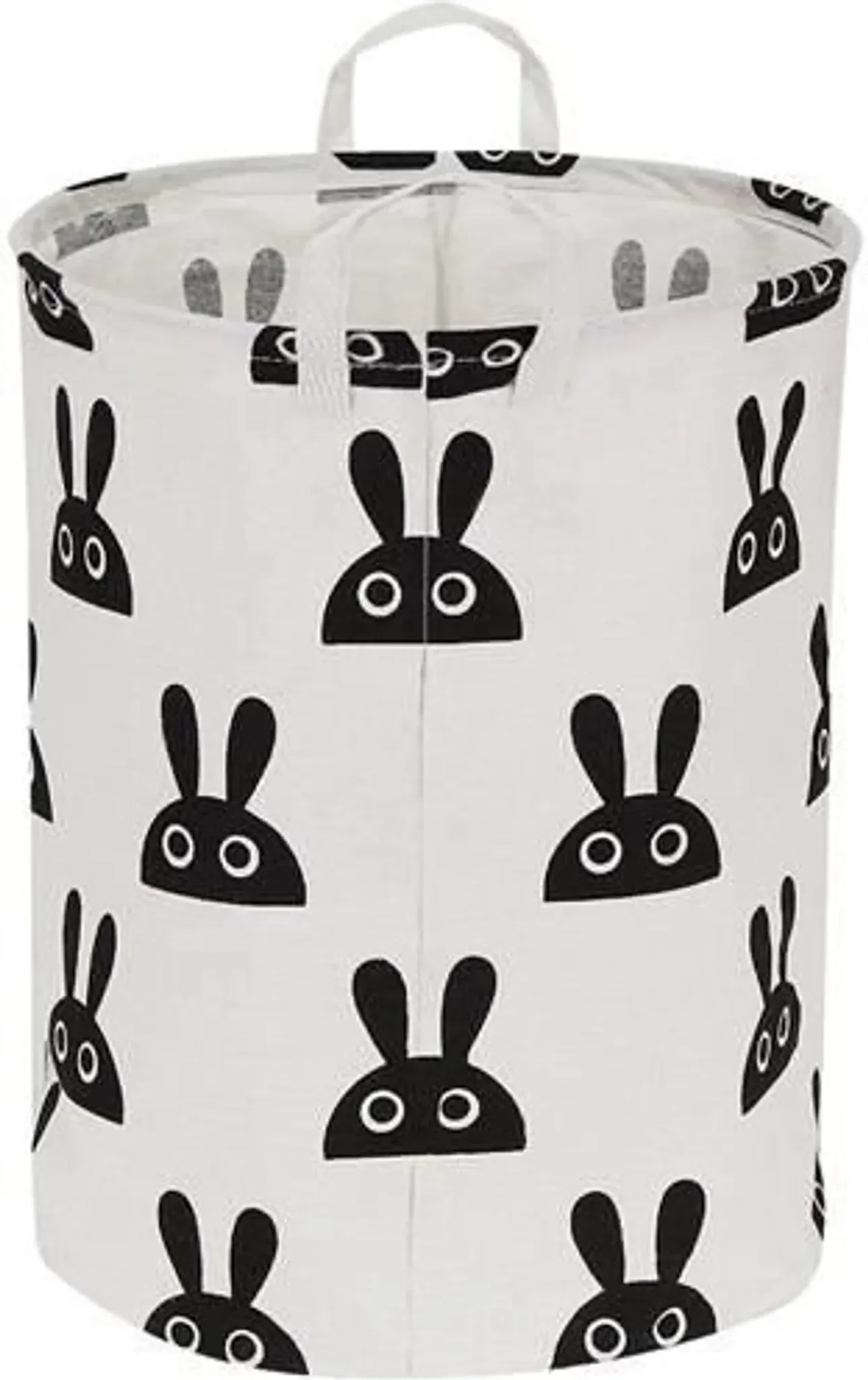 Wäschesack & Aufbewahrungskorb aus Baumwolle – Design „Kaninchen“, schwarz-weiß