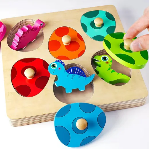 ZAEWRY Montessori Spielzeug Dinosaurier-Eier Steckpuzzle Formensortierer