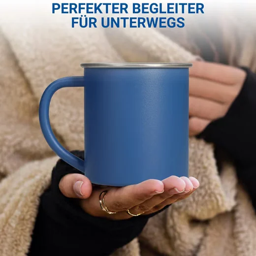 ELASTO ADVENTURA Edelstahl Camping Becher 340 ml BPA frei mit Henkel