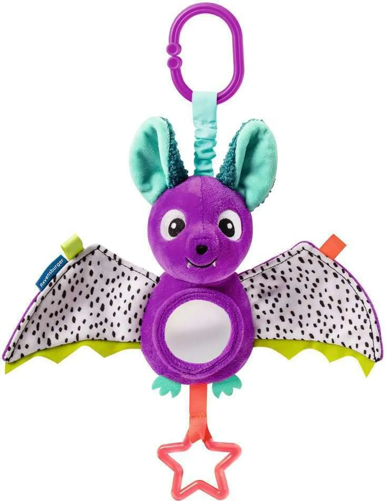 Baby Activity-Fledermaus – Kuschelspielzeug mit Spielelementen