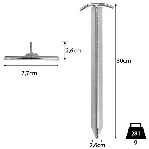 Moritz Zelthering 30 cm T-Profil aus verzinktem Stahl, 1 Stück