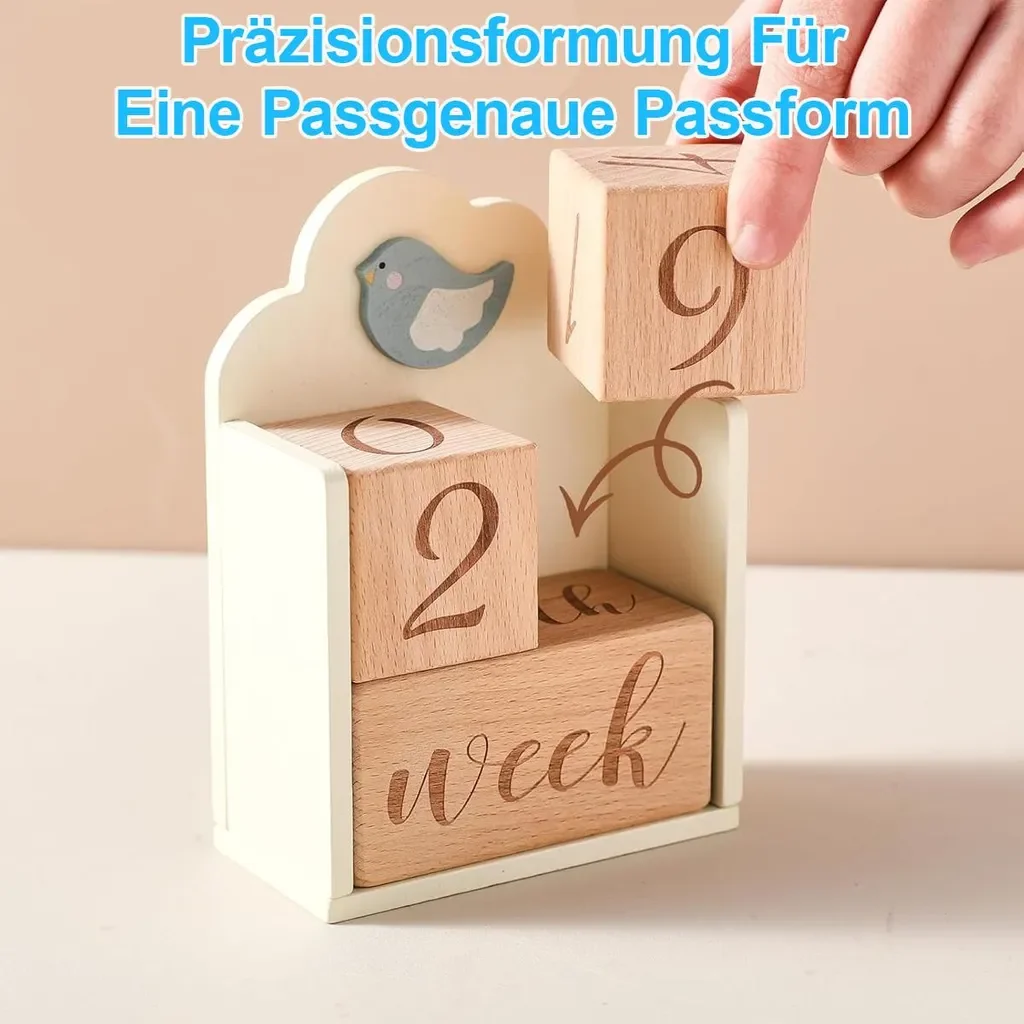 Dopwii Baby Meilenstein Holzbausteine 3 teilig Fotorequisite Geschenk