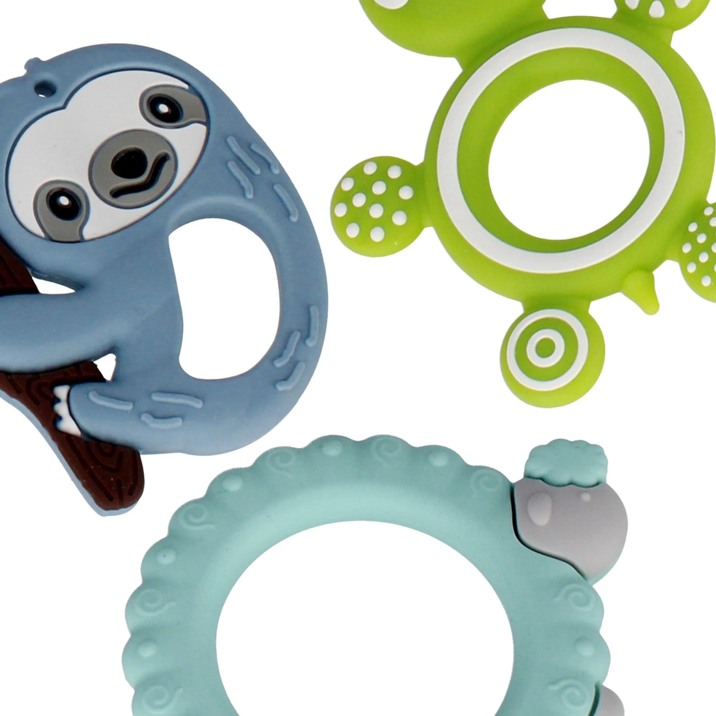 BAM BAM Beißringe für Babys, sensorisch, Tierform, 3er Pack, 4m+