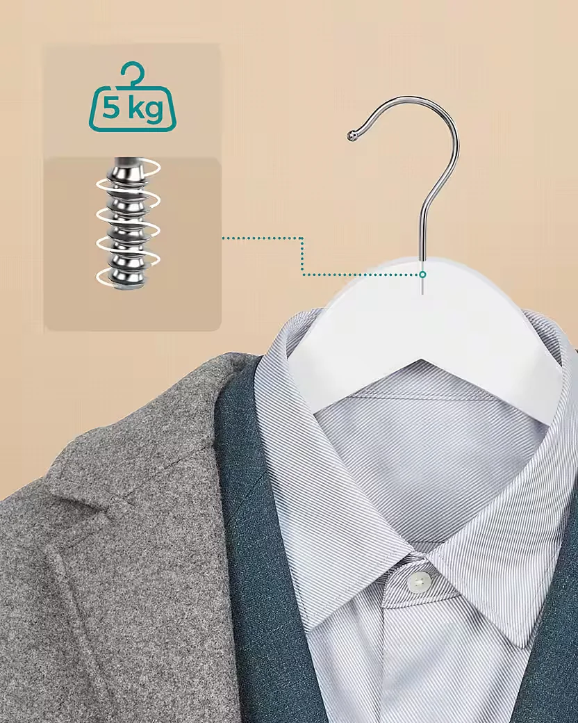 SONGMICS Kleiderbügel Massivholz 360 Grad Haken für Anzüge, Hemden