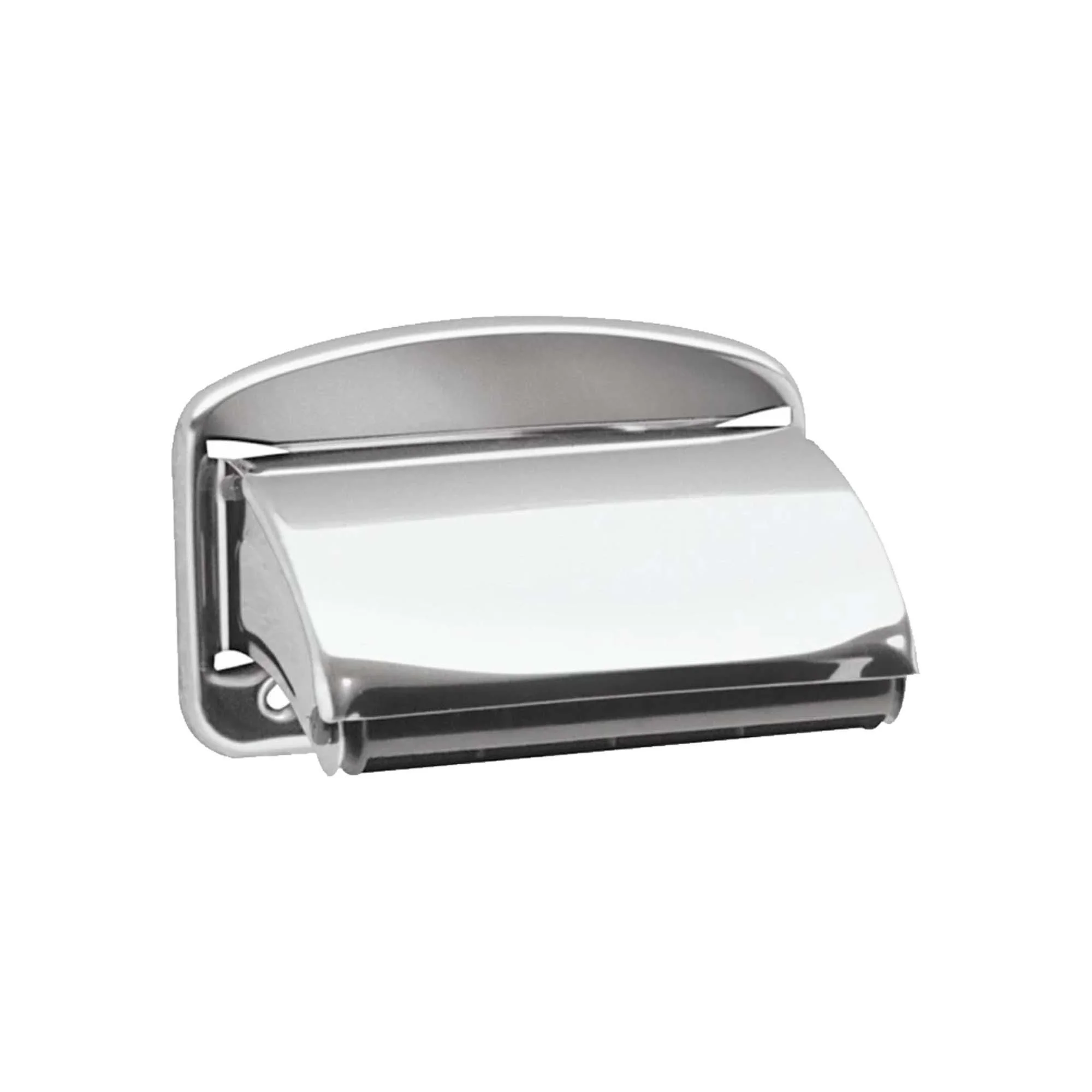 Toilettenpapierhalter mit Deckel – Edelstahl poliert, Wandmontage