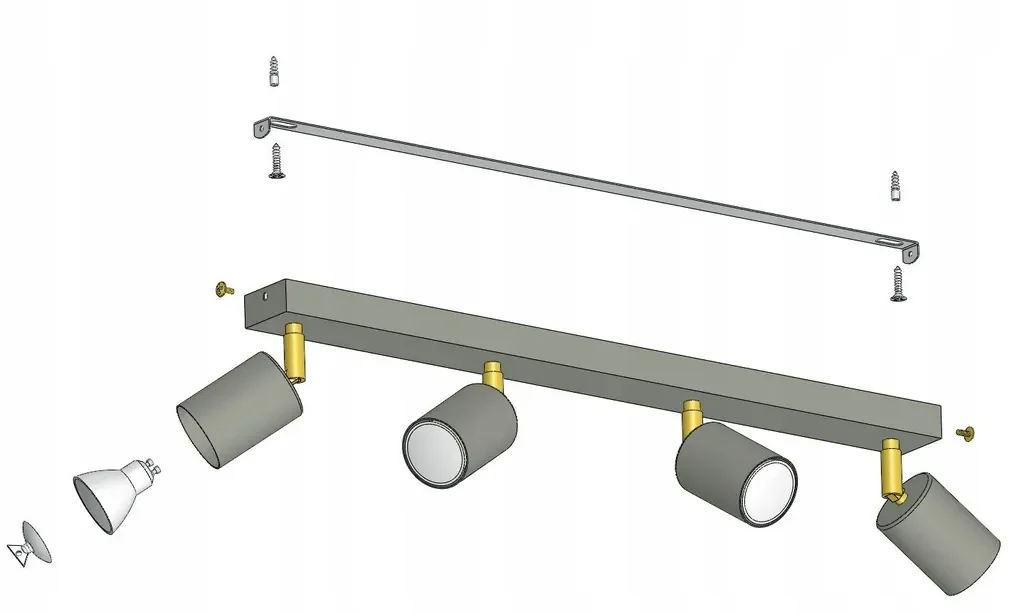 Luxolar LED Deckenlampe 4-flammig schwenkbar GU10 Metall Terrakotta