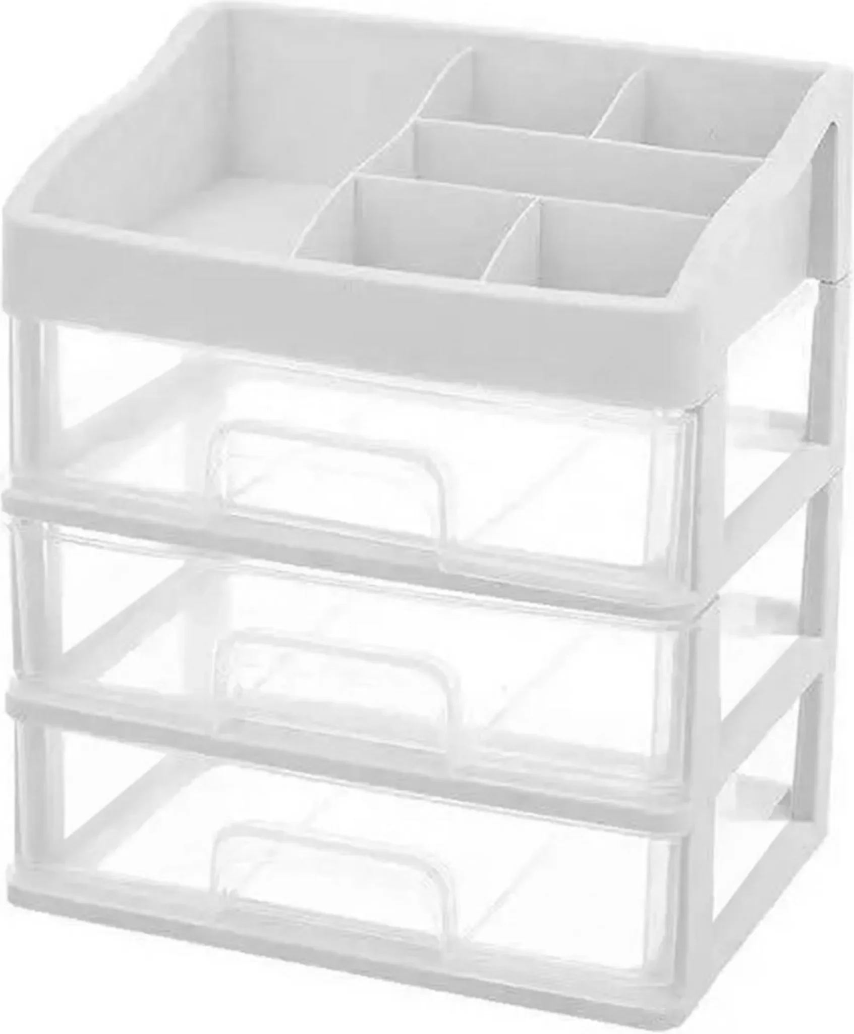APT® Kosmetik-Organizer mit 3 Schubladen – Weiß/Transparent