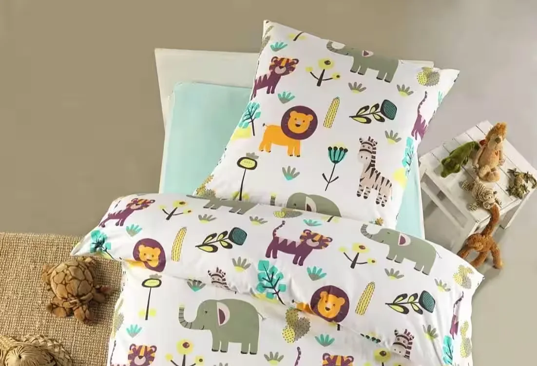 SOMA Kinderbettwäsche Safari Tiere Set 135x200 und 80x80 cm