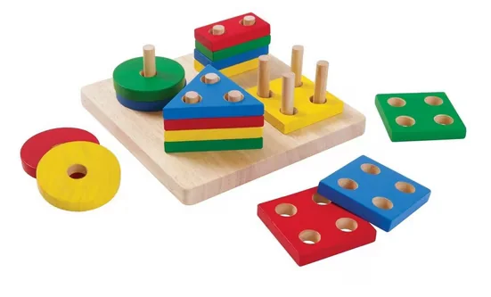 PLANTOYS Lernspielzeug Sortierbrett Holz geometrische Formen