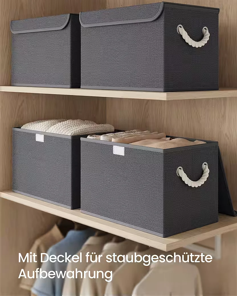 SONGMICS Aufbewahrungsboxen mit Deckel 3er Set faltbar Stoff Organizer