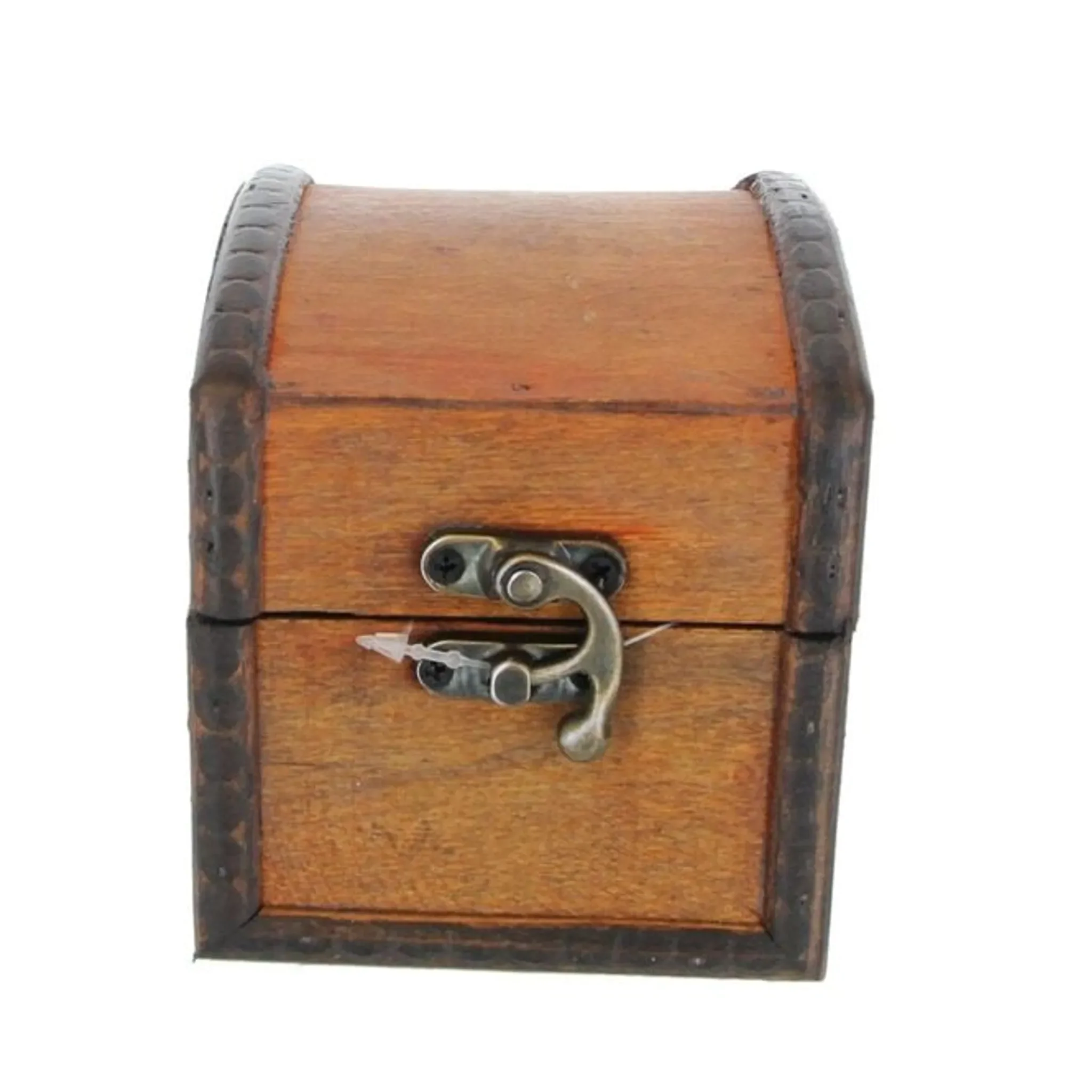 Holztruhe S – dekorative Aufbewahrungsbox, rotbraun, ca. 9 × 11 × 10 cm