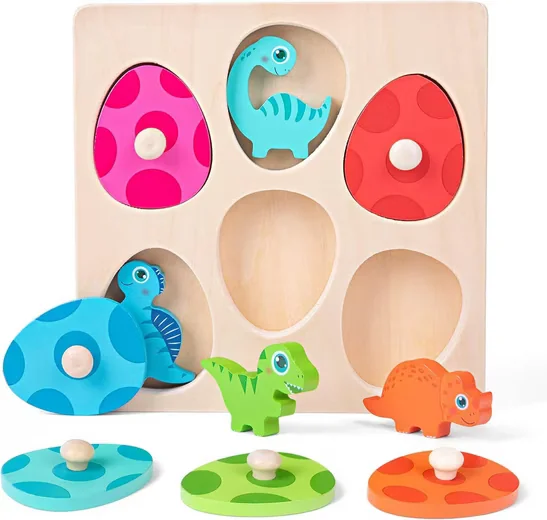 ZAEWRY Montessori Spielzeug Dinosaurier-Eier Steckpuzzle Formensortierer