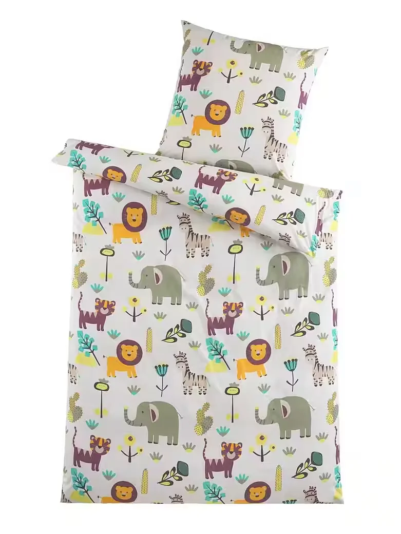 SOMA Kinderbettwäsche Safari Tiere Set 135x200 und 80x80 cm
