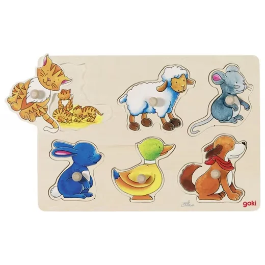 Goki Steckpuzzle Mutter und Kind Holzpuzzle für Kinder