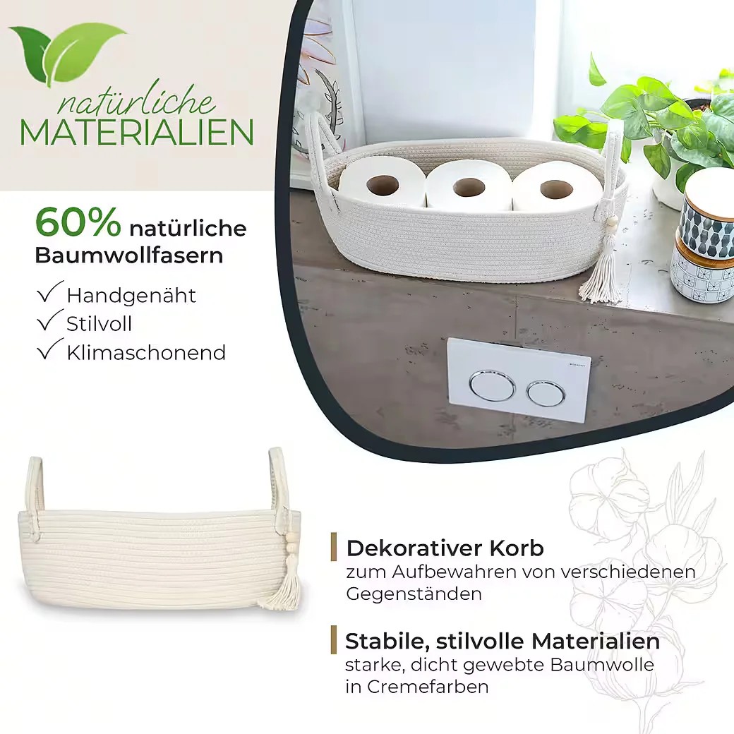 HMF Aufbewahrungskorb Badezimmer für 3 Rollen Toilettenpapier
