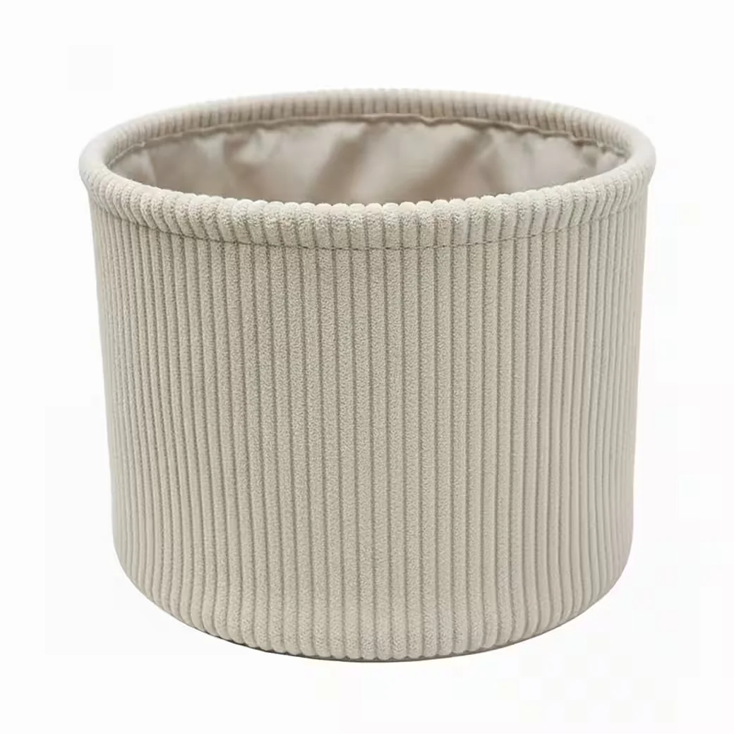 B&S Aufbewahrungskorb Höhe 12 cm Durchmesser 16 cm Rillenoptik beige
