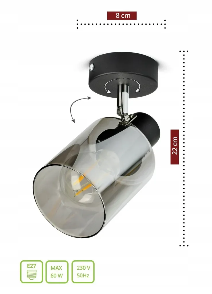 Luxolar LED Deckenleuchte schwarz E27 60W drehbar Wohnzimmer Küche