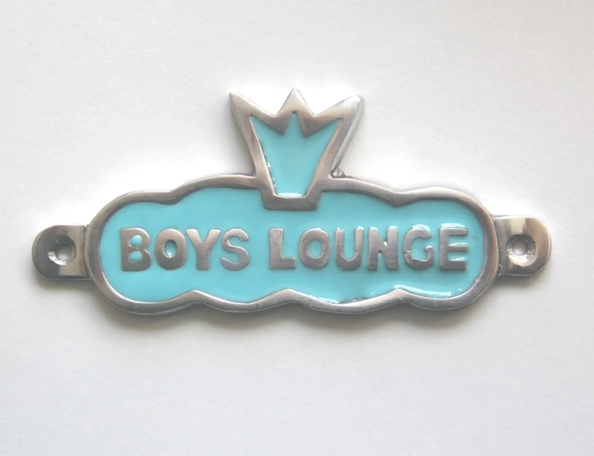 Türschild „Boys Lounge“ – Wandschild aus Aluminium, hellblau