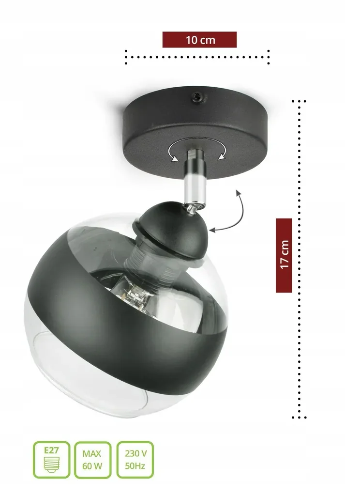 Luxolar LED Deckenleuchte schwenkbar schwarz E27 Glaskugeln Küche