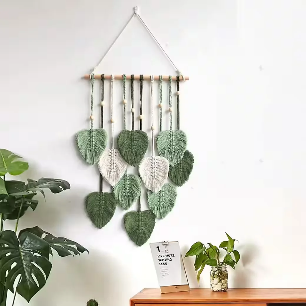 MINICLOSS Makramee Wandbehang Blatt Boho Hängedeko Wanddeko