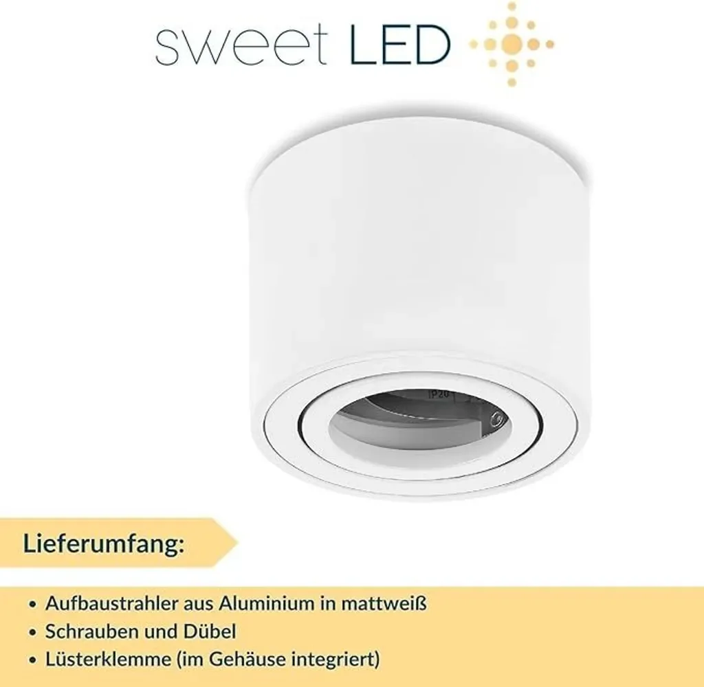 Sweet Led LED Aufbaustrahler rund flach weiß Aluminium Deckenleuchte