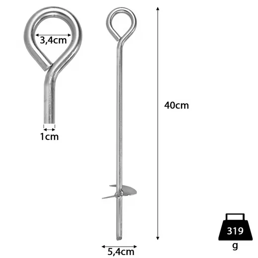 Moritz Zelthering Bodenanker 39 cm Schraubhering 1 Stück