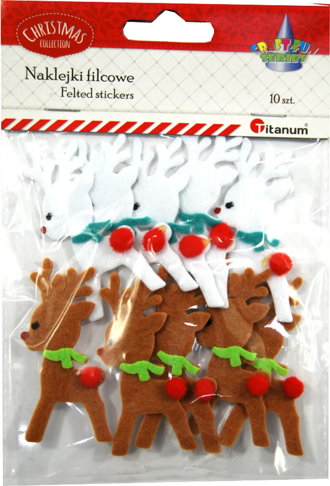 Filzaufkleber 3D „Rentier“ – 10er-Set, braun & weiß