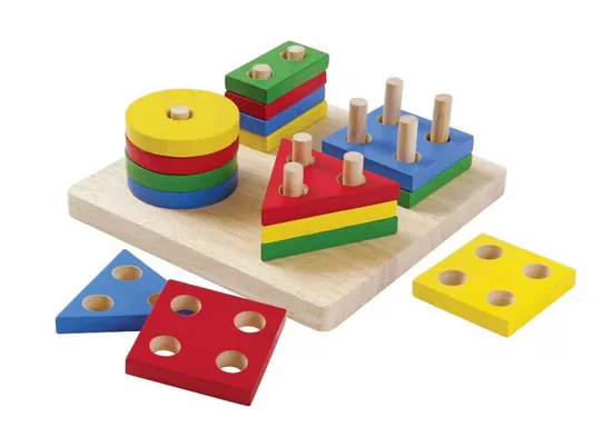 PLANTOYS Lernspielzeug Sortierbrett Holz geometrische Formen