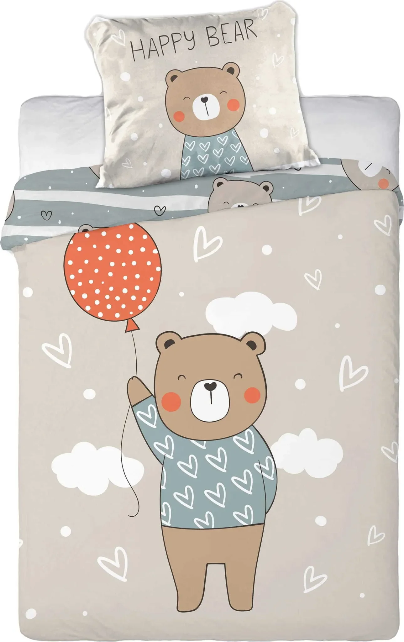 Babybettwäsche 2-teilig – 100 × 135 cm, Motiv „Happy Bear“